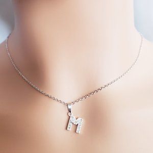 Initial M Silver Necklace